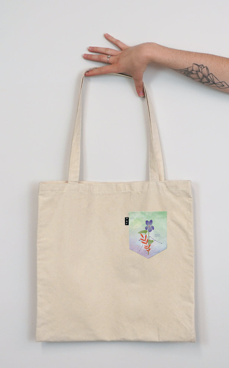 Tote Bag à poche Recto-Verseau