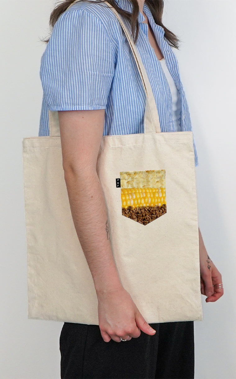 Tote Bag with Steak Corn Potato Pocket