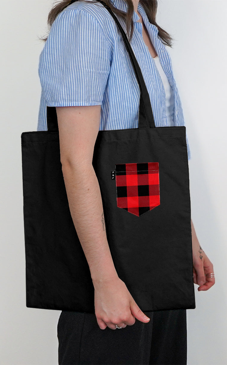 Kid's Plaid Pocket Tote Bag