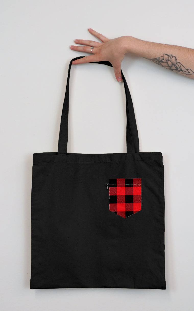 Kid's Plaid Pocket Tote Bag