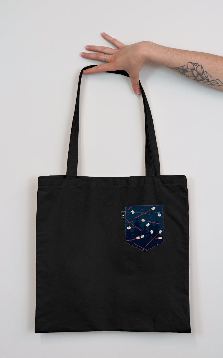 Marshmallow Grain Pocket Tote Bag