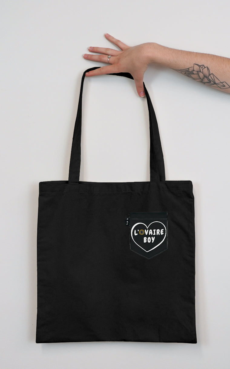 Tote Bag with pocket L'ovaire boy black