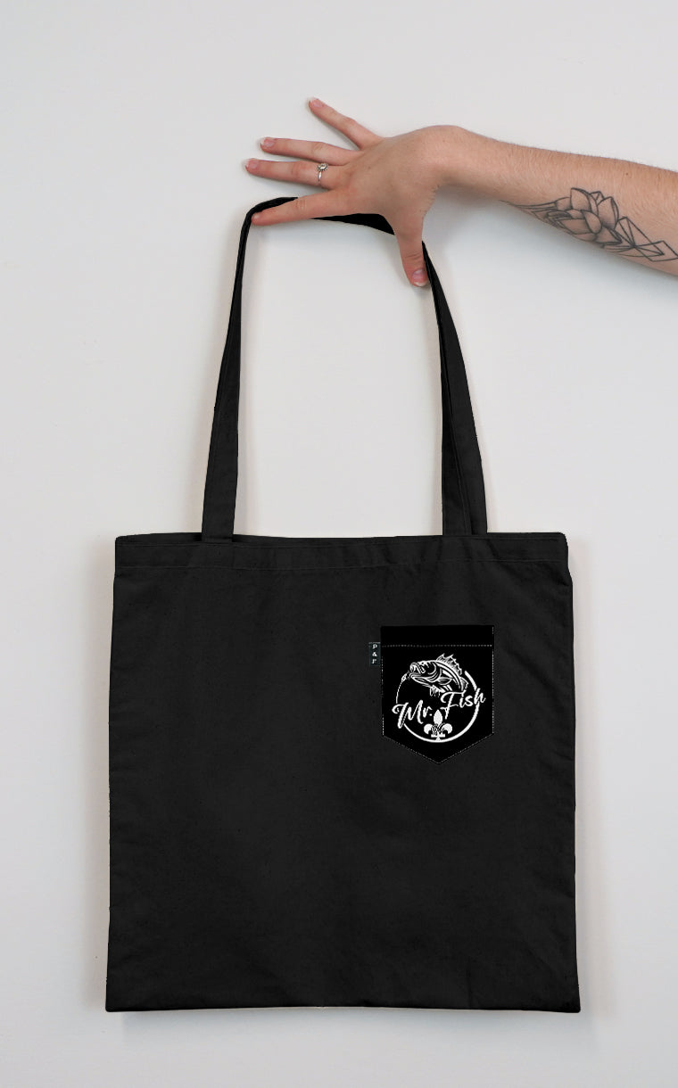 Mr Fish Black Pocket Tote Bag