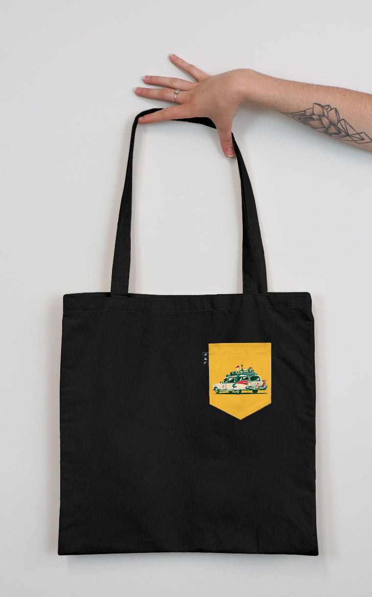 Tote Bag à poche Qui tu vas appeler