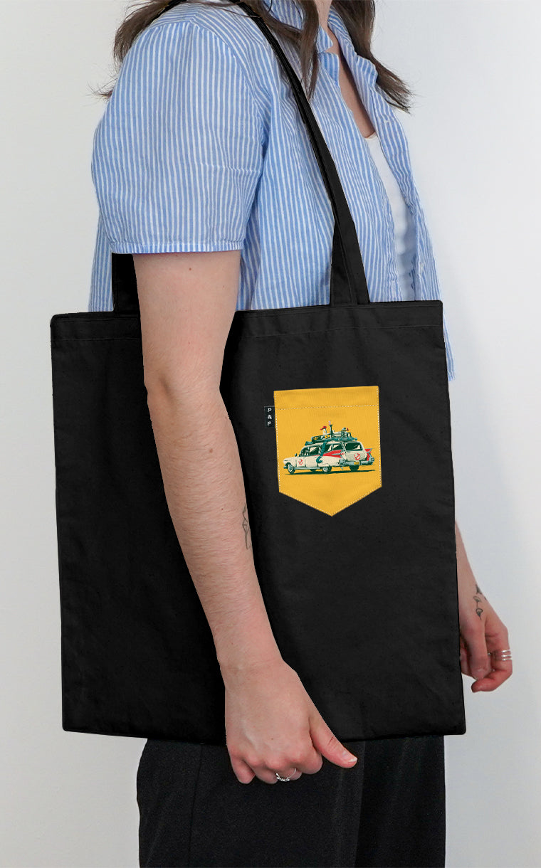 Tote Bag à poche Qui tu vas appeler