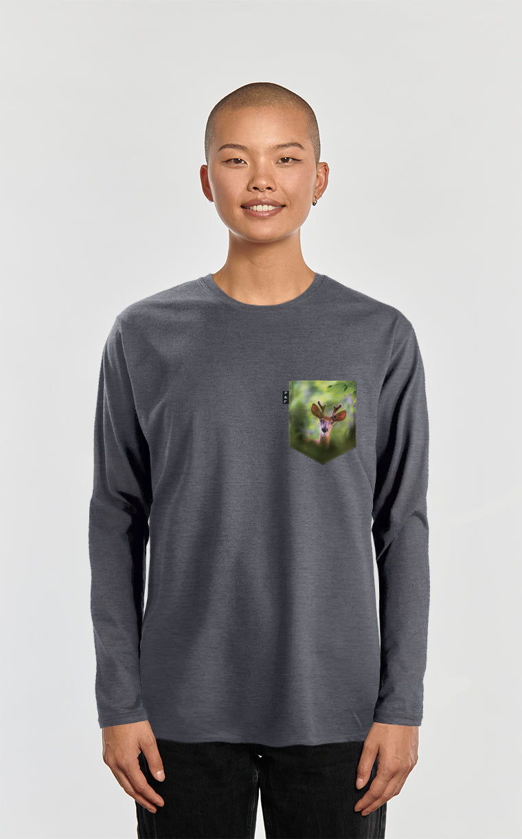 Pathetik Deer Pocket Long Sleeve Sweater