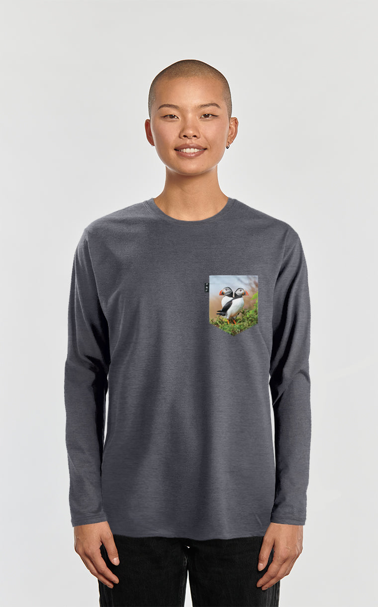 Hey Puffin-na Long Sleeve Pocket Sweater