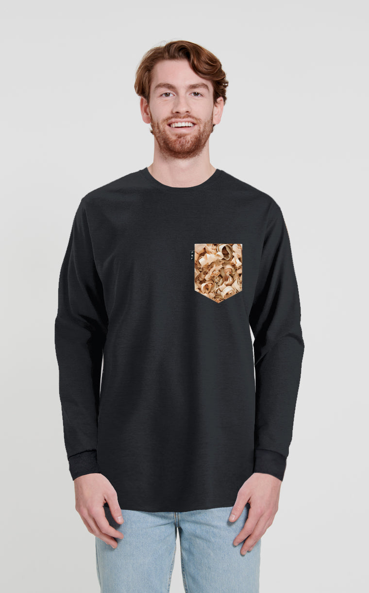 Wood Chip Long Sleeve Pocket Sweater