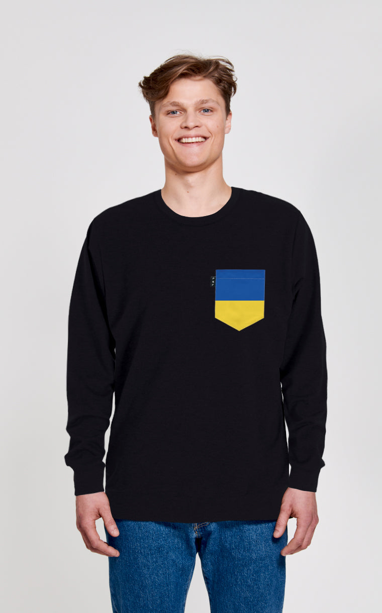 Crewneck Qc à poche pour unisexe avec poche Couleurs de l'Ukraine ^ 