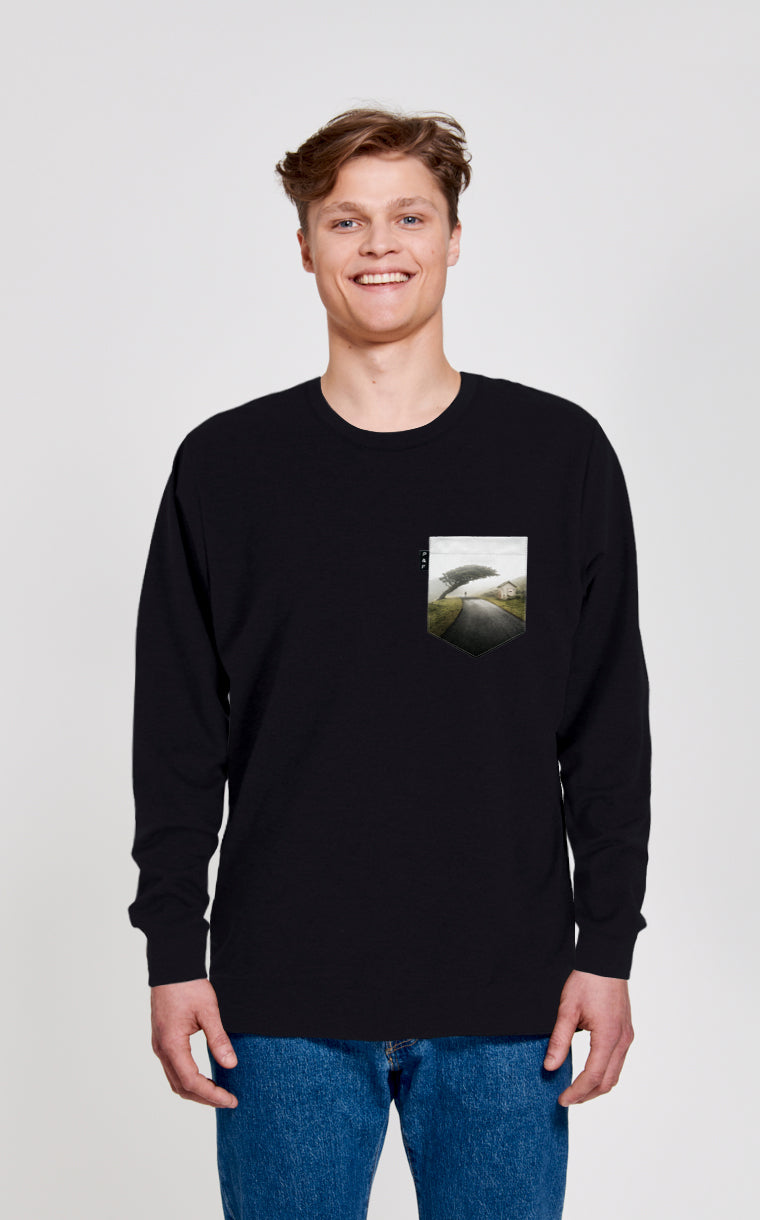 Crewneck Qc à poche pour unisexe avec poche Les Troncs ^ arbre dans orage