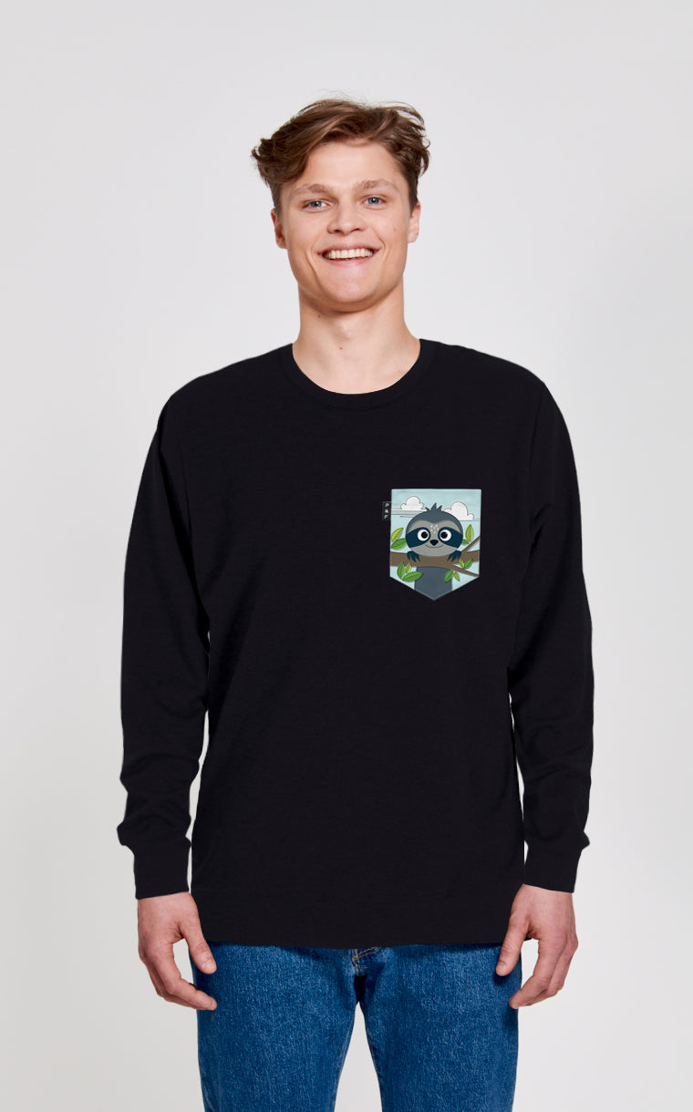 Crewneck Qc à poche pour unisexe avec poche Sam Paresseux ^ 