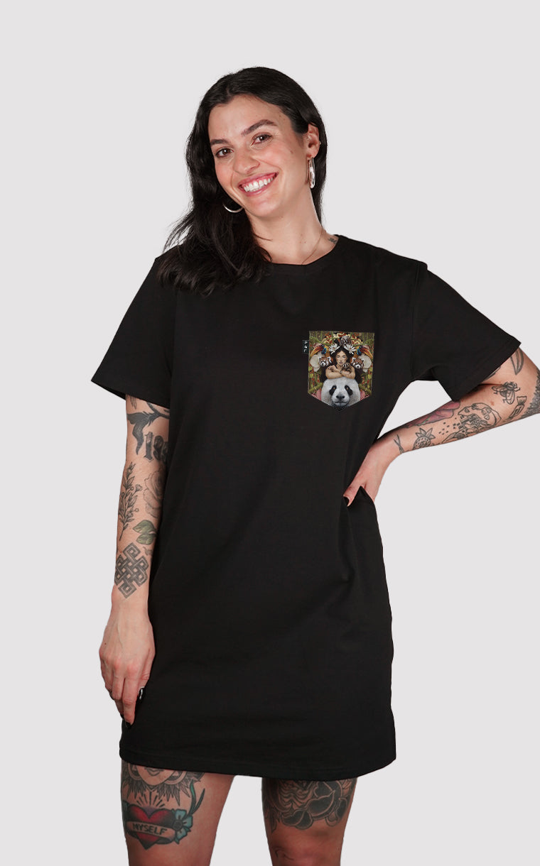 Robe à poche pour femme avec poche Ours au beurre noir ^ 