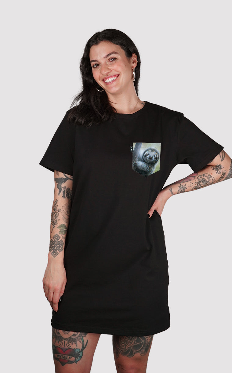 Robe à poche pour femme avec poche Sloth Machine ^ 