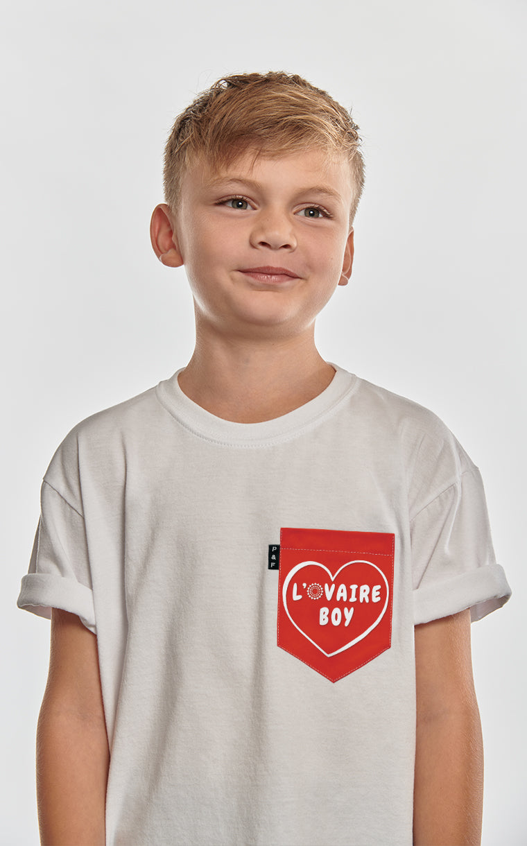 T-shirt à poche pour enfant avec poche L'ovaire boy rouge  ^ 