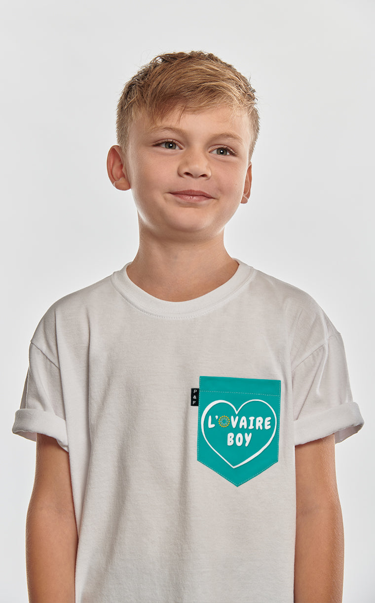 T-shirt à poche pour enfant avec poche L'ovaire boy turquoise  ^ 