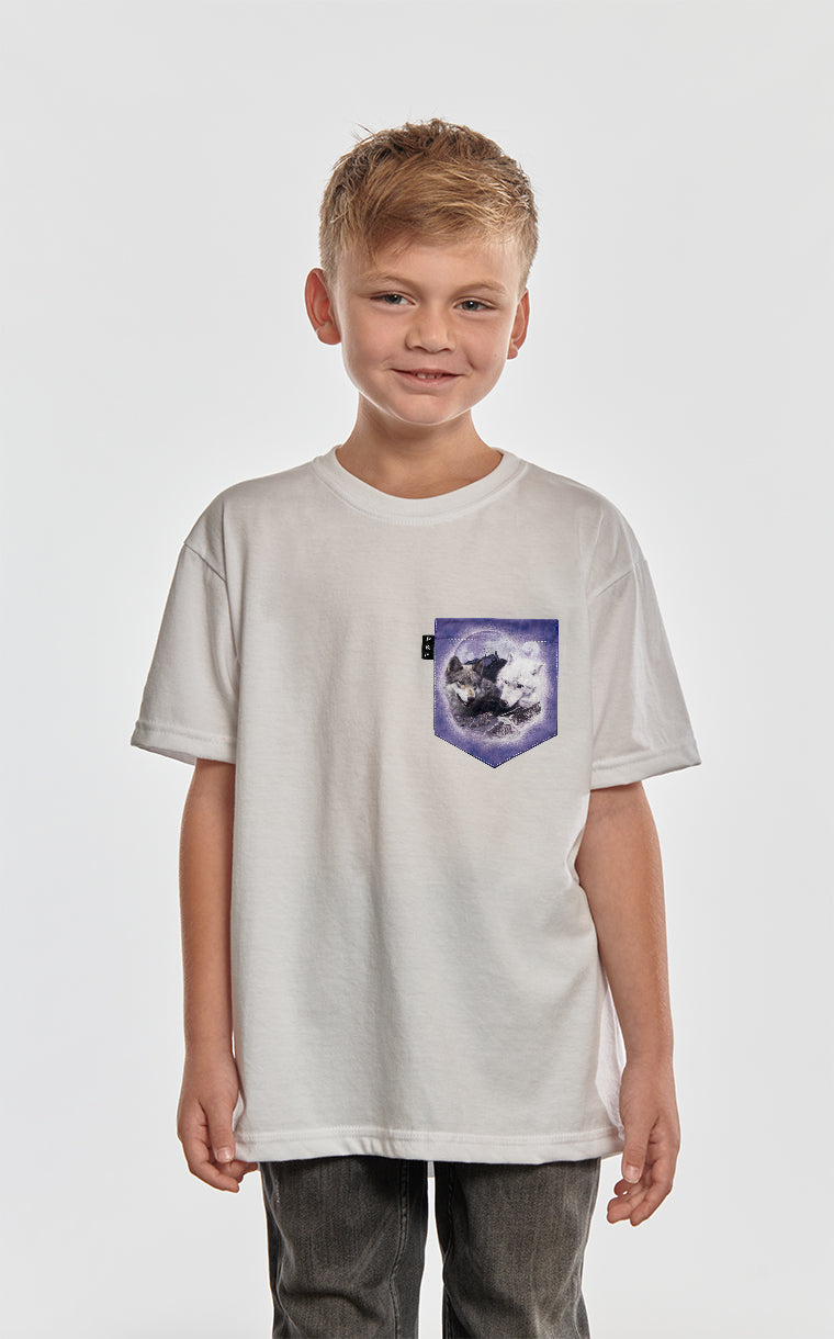 T-shirt à poche pour enfant avec poche Loup-Dacris ^ 