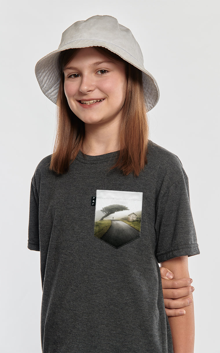 T-shirt à poche pour enfant avec poche Les Troncs ^ arbre dans orage