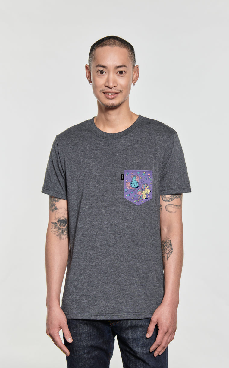 T-shirt à poche pour homme avec poche Caca papillon ^ 