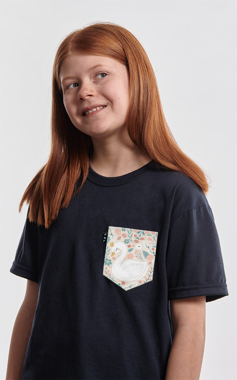 T-shirt à poche pour enfant avec poche Sophia le Cygne  ^ 