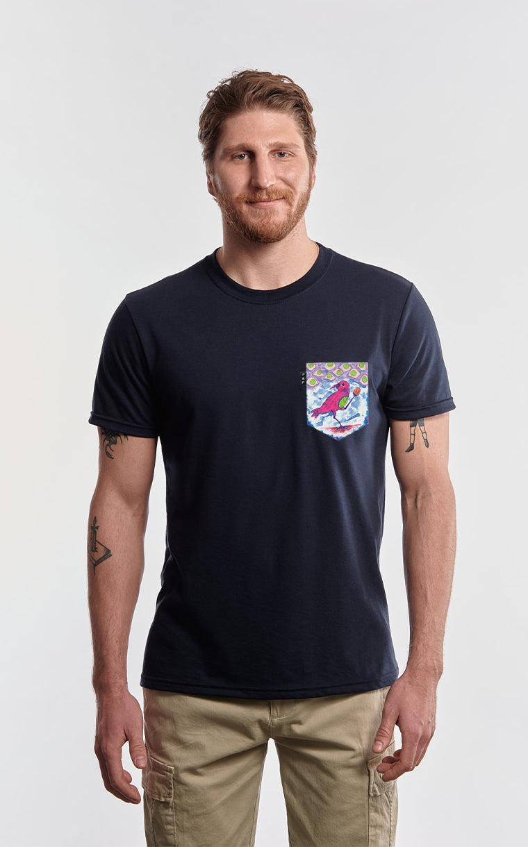 T-shirt à poche pour homme avec poche Oiseau Oiseau ^ 