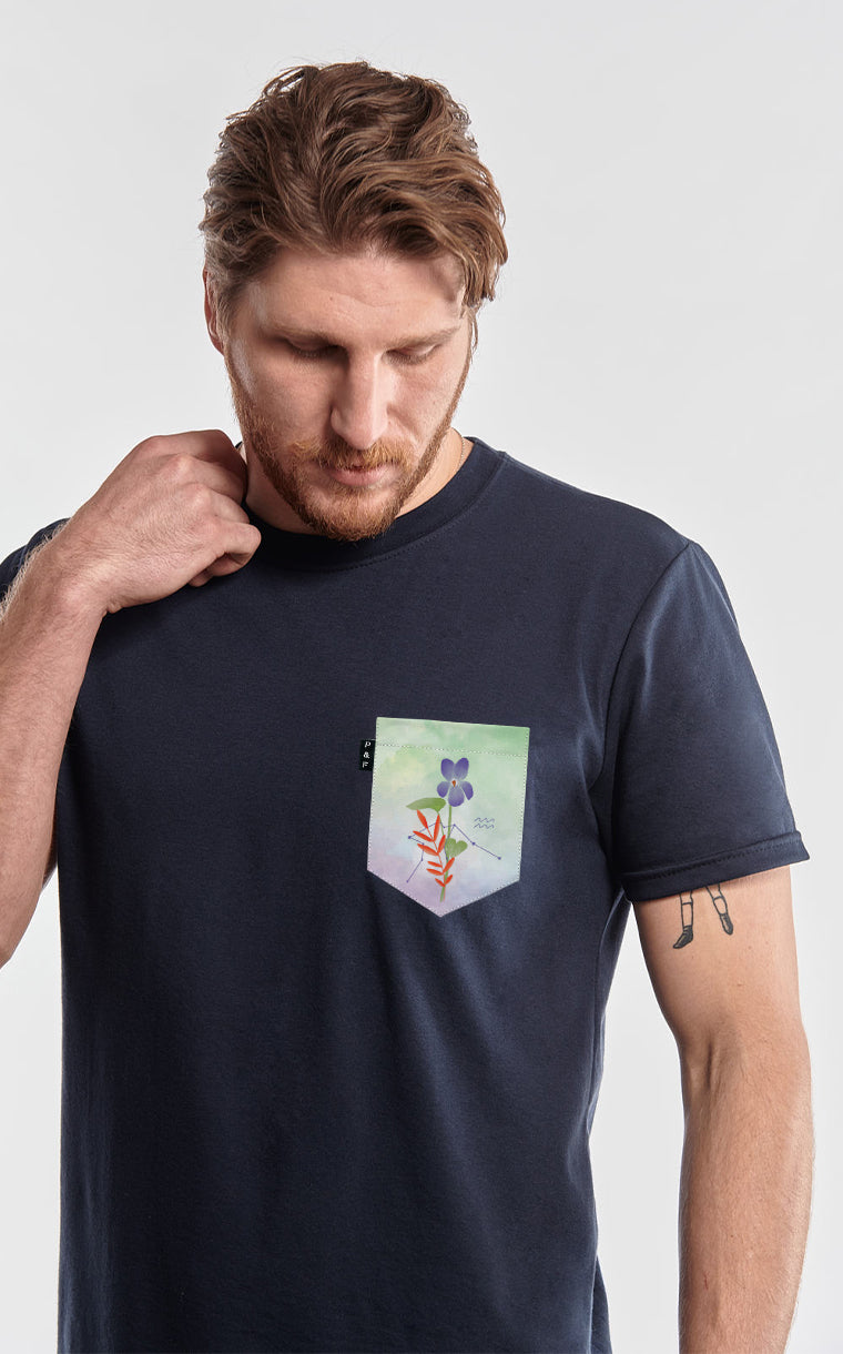 T-shirt à poche pour homme avec poche Recto-Verseau ^ 