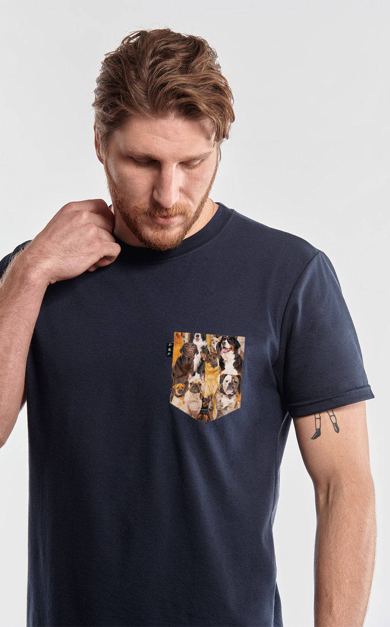 Who let the dogs out pocket t-shirt