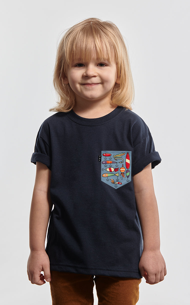 T-shirt à poche pour tout petit avec poche Garde la pêche ^ 