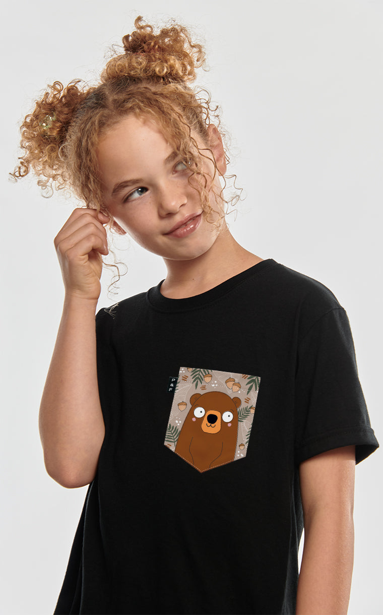 T-shirt à poche pour enfant avec poche Ours Winston ^ 