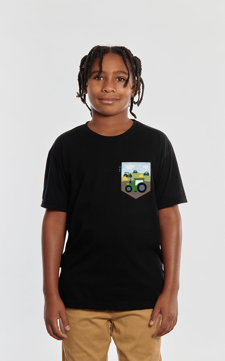 T-shirt à poche pour enfant avec poche Misteur Tracteur ^ 