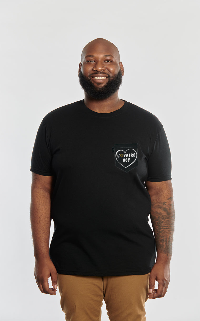 T-shirt à poche pour homme avec poche L'ovaire boy noir ^ 