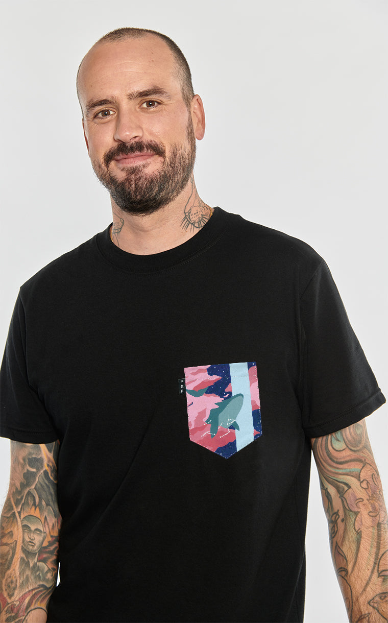 T-shirt à poche pour homme avec poche La baleine ^ 