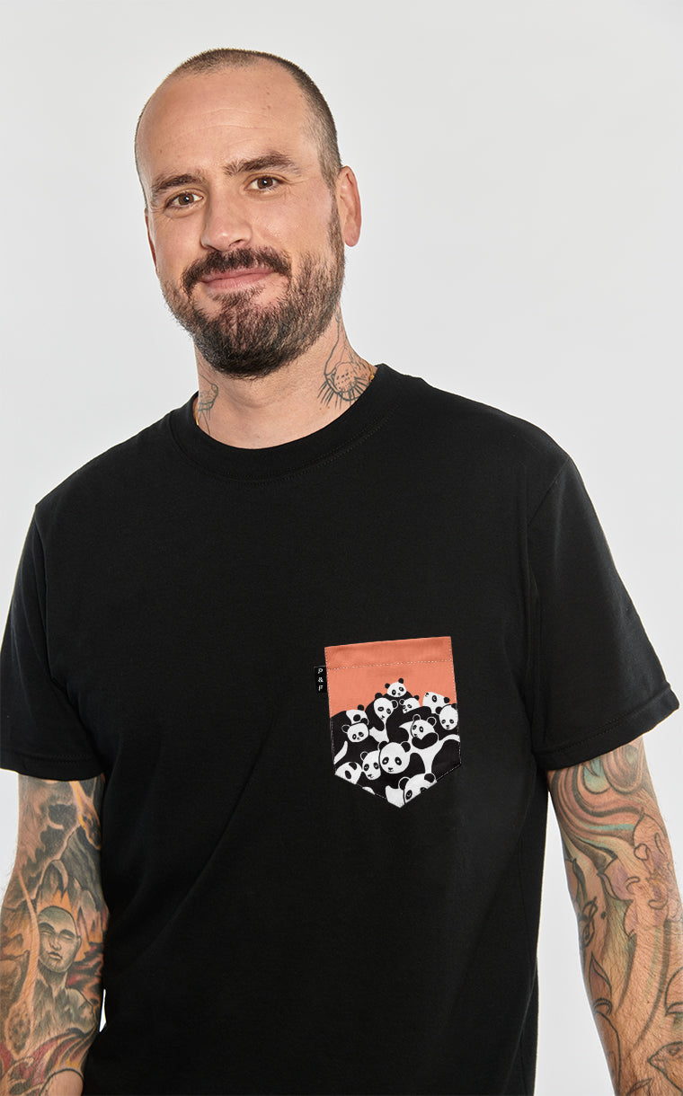 T-shirt à poche pour homme avec poche Pandawan ^ 