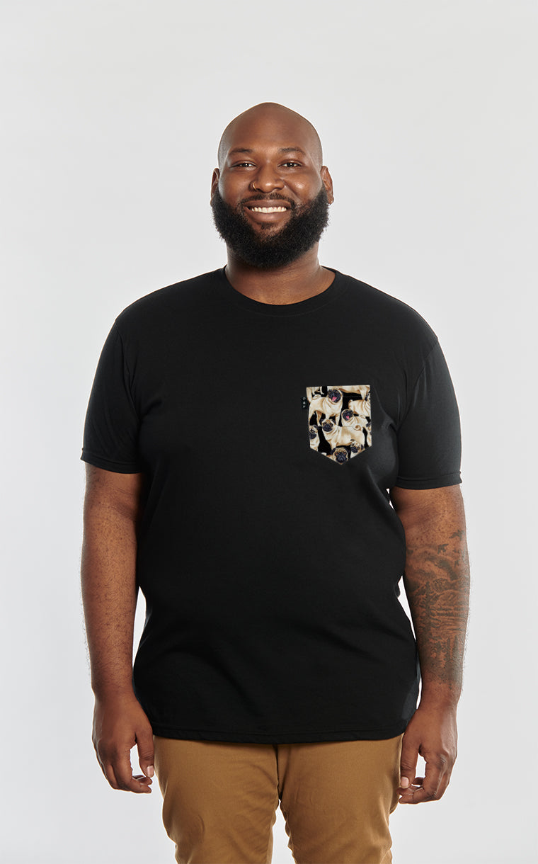 T-shirt à poche pour homme avec poche Pug Life ^ 