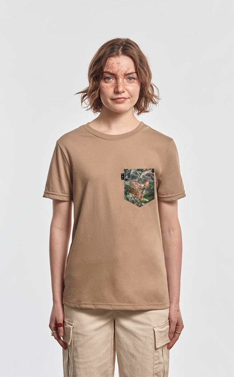 T-shirt coupe Boyfriend à poche pour femme avec poche Bambi ^ 