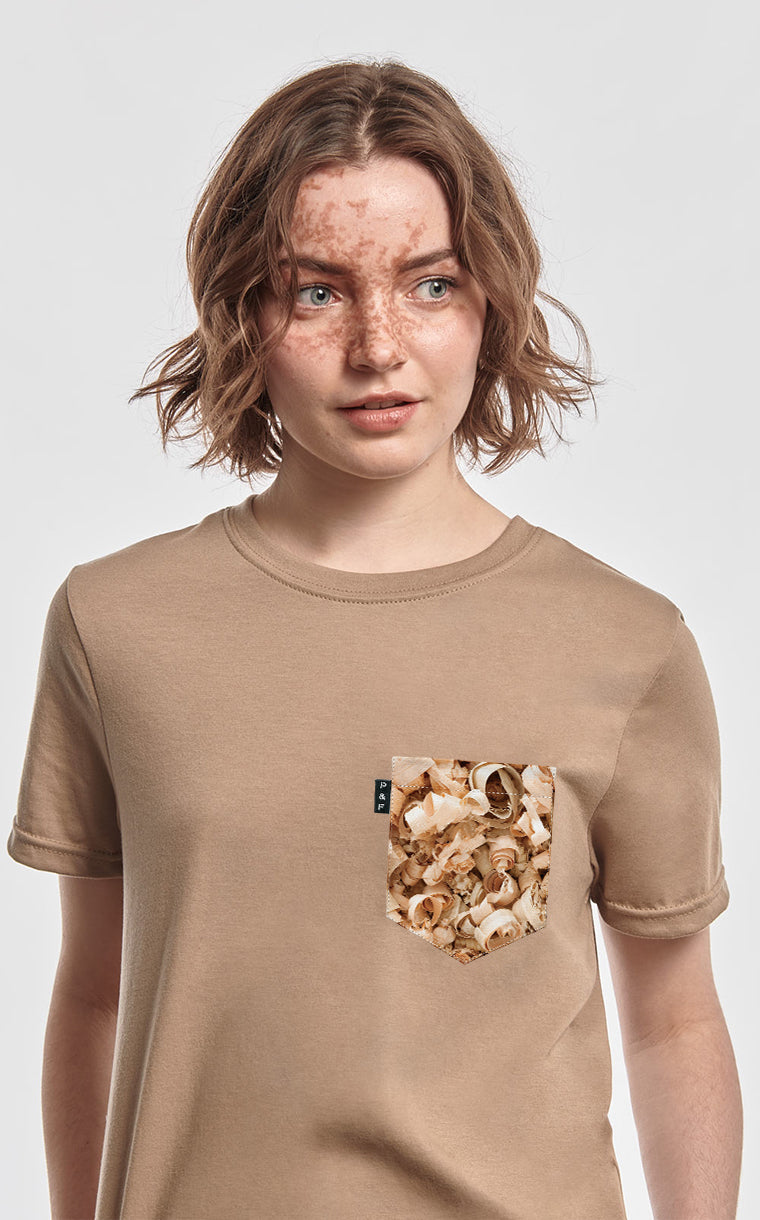 Boyfriend Fit T-Shirt with Wood Chip Pocket