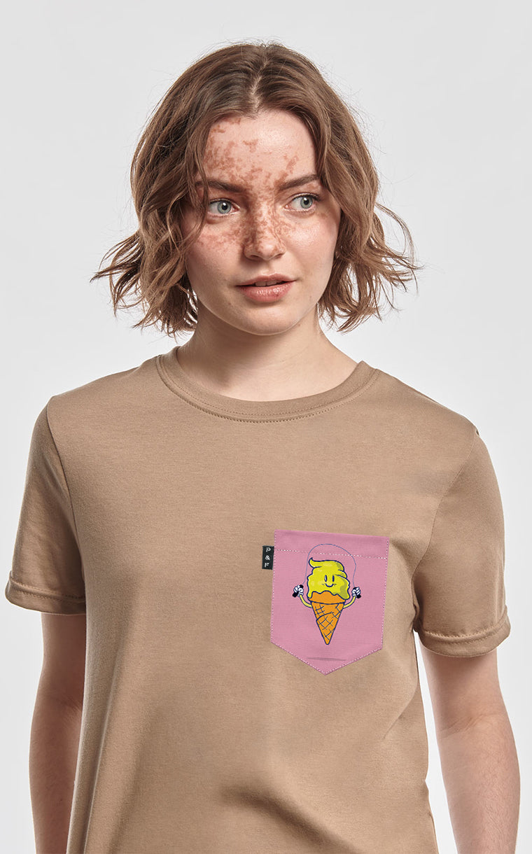 T-shirt coupe Boyfriend à poche Crème glacée, limonade sucrée