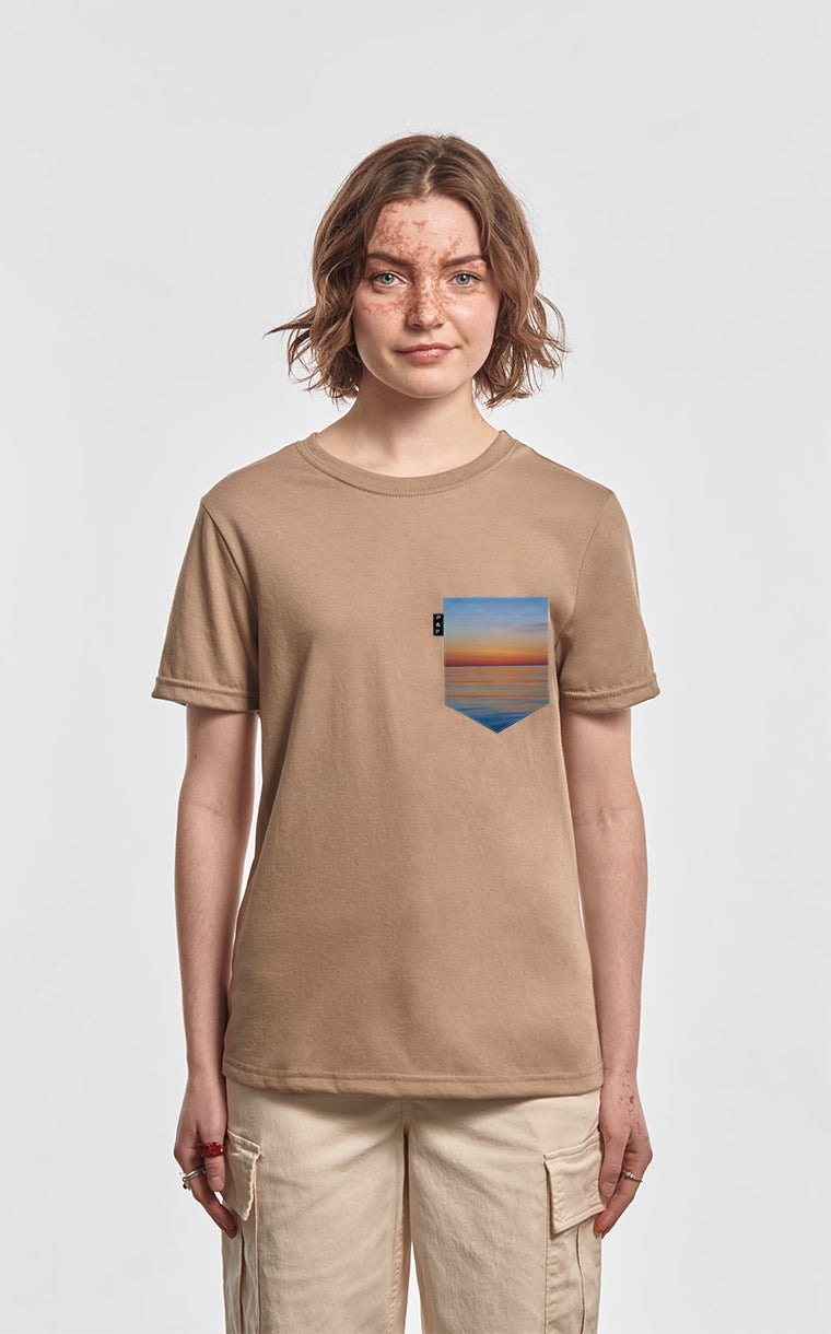 T-shirt coupe Boyfriend à poche pour femme avec poche D'eau dawn ^ 