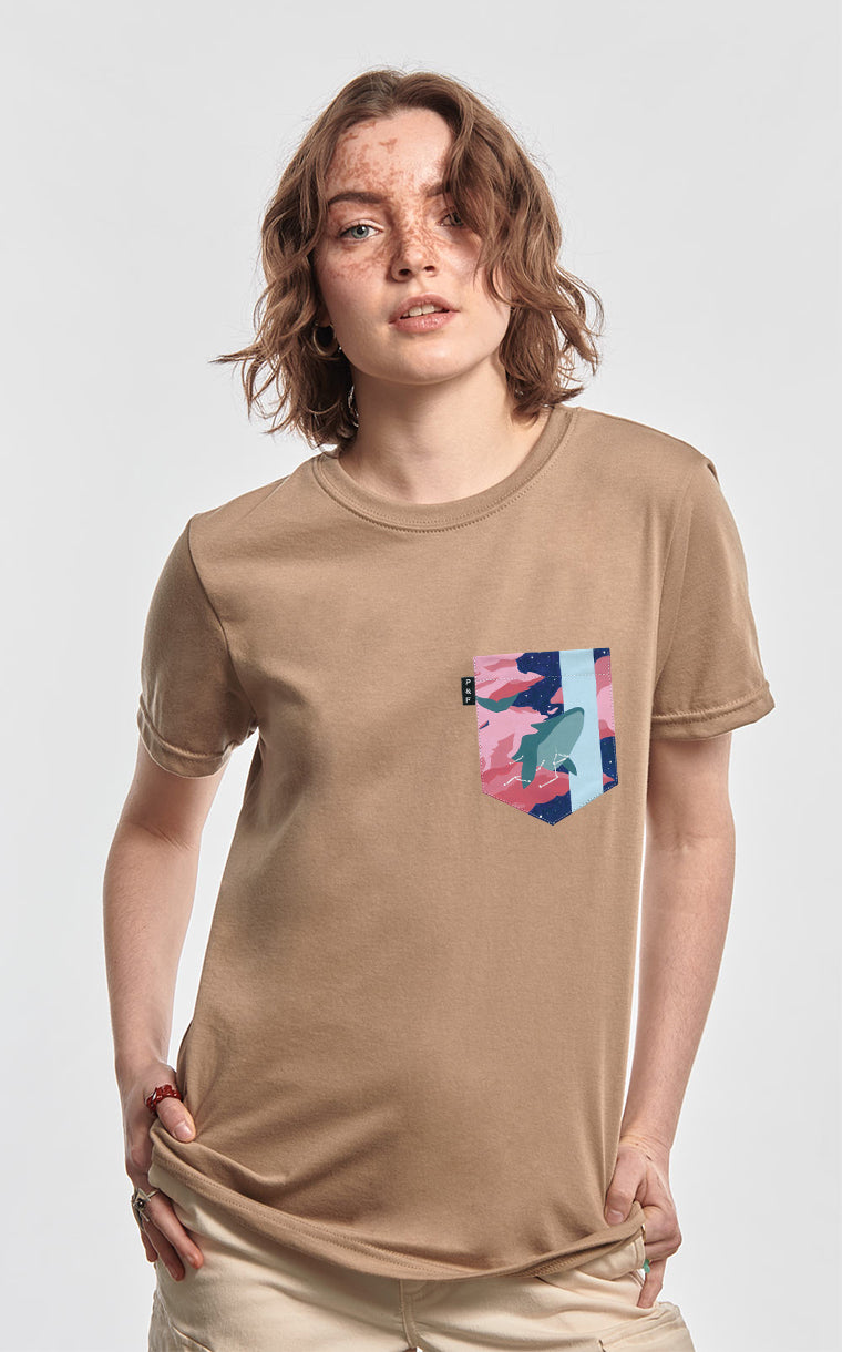 T-shirt coupe Boyfriend à poche La baleine