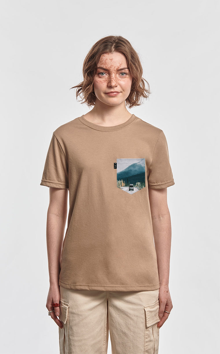 T-shirt coupe Boyfriend à poche pour femme avec poche Loadé dans l'Ouest ^ 