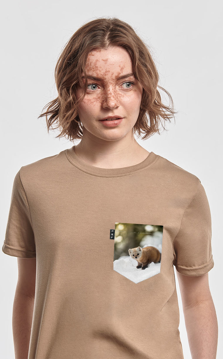 T-shirt coupe Boyfriend à poche pour femme avec poche Martre Labrèche ^ 