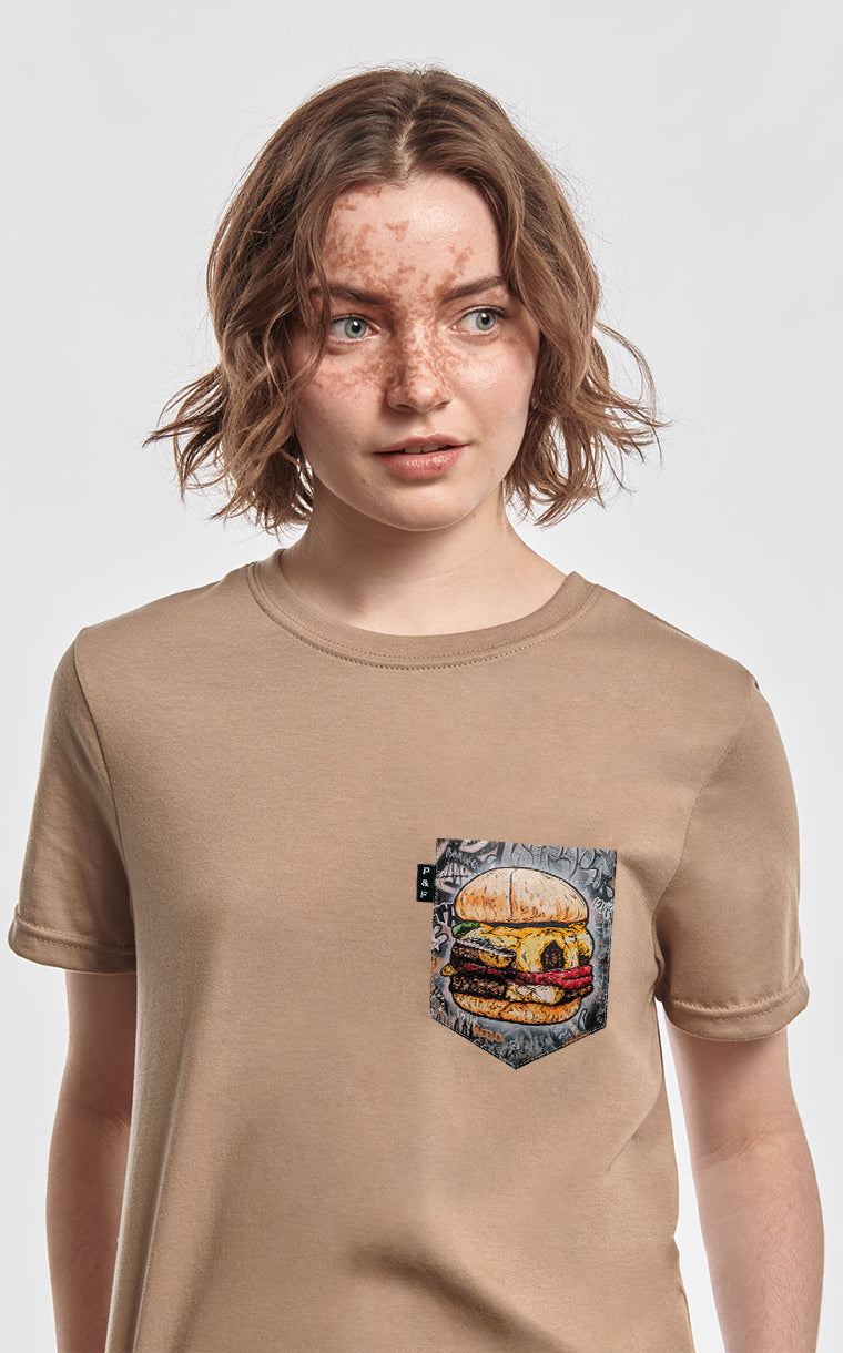 Boyfriend cut t-shirt with pocket Where ground steak