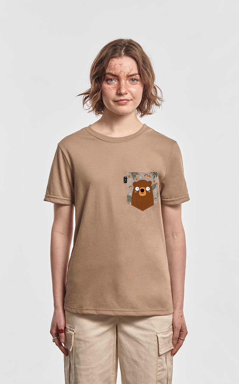 T-shirt coupe Boyfriend à poche pour femme avec poche Ours Winston ^ 