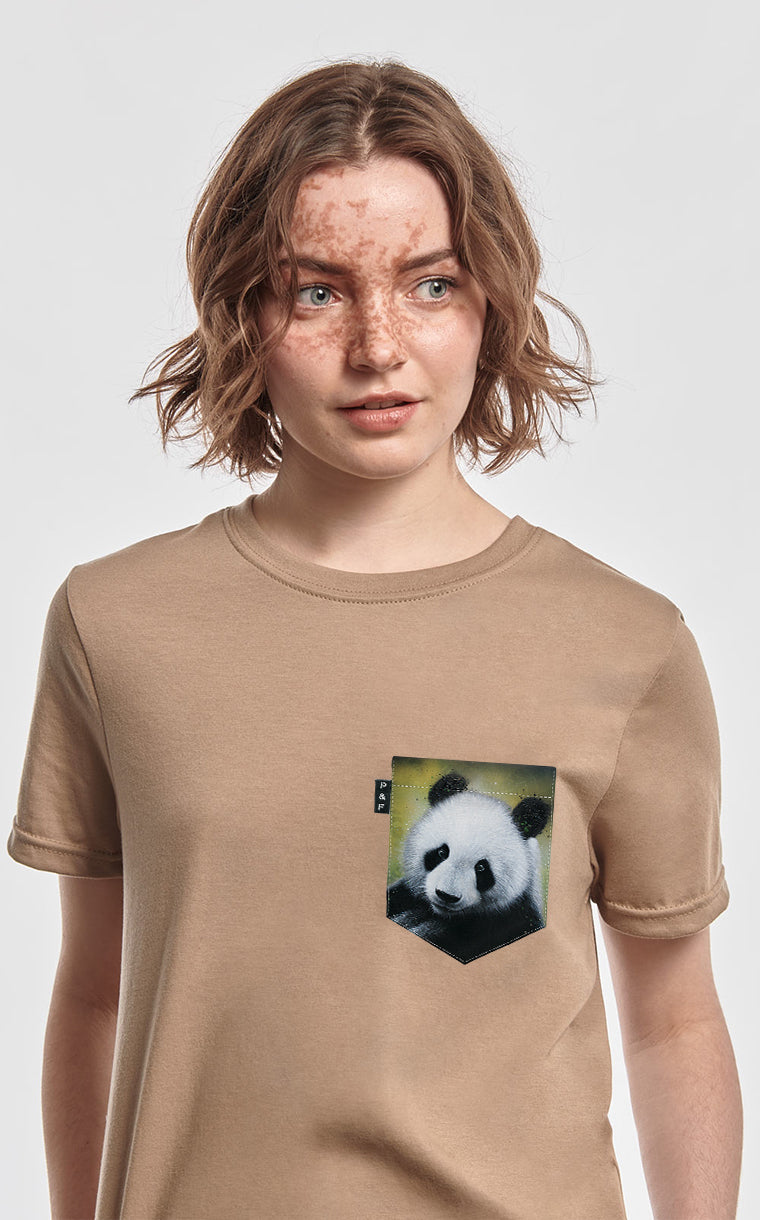 T-shirt coupe Boyfriend à poche pour femme avec poche Panda Replay ^ 