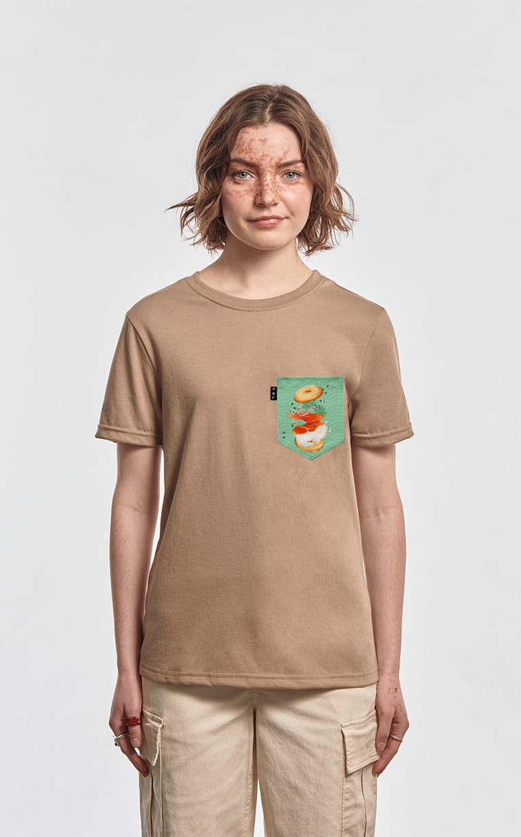 T-shirt coupe Boyfriend à poche pour femme avec poche Peter Salmon ^ 