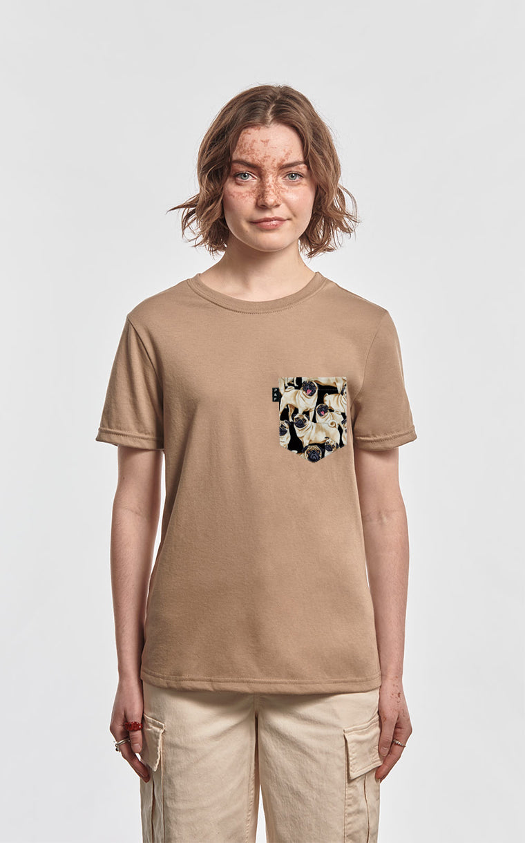 T-shirt coupe Boyfriend à poche Pug Life