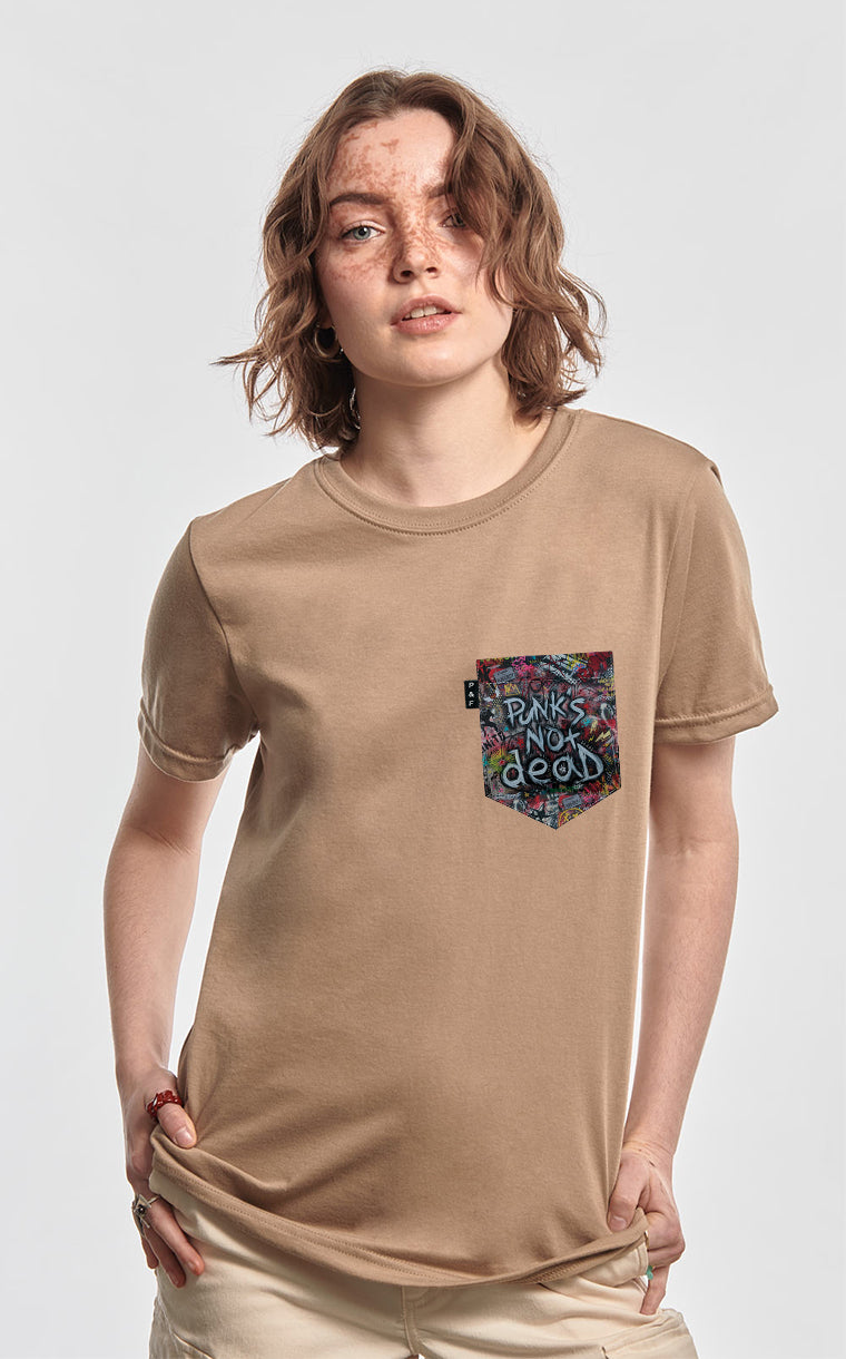 Boyfriend cut T-shirt with pocket Punk is not dead