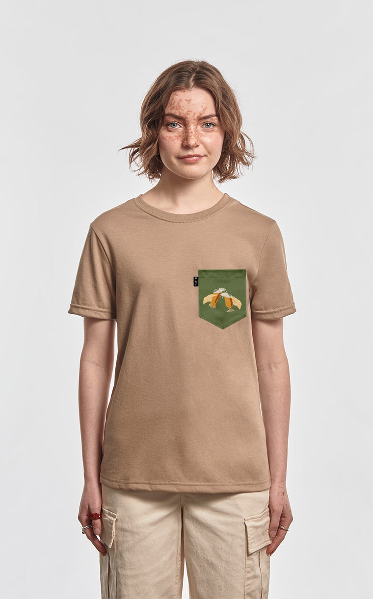 T-shirt coupe Boyfriend à poche pour femme avec poche Reste une pinte ^ 