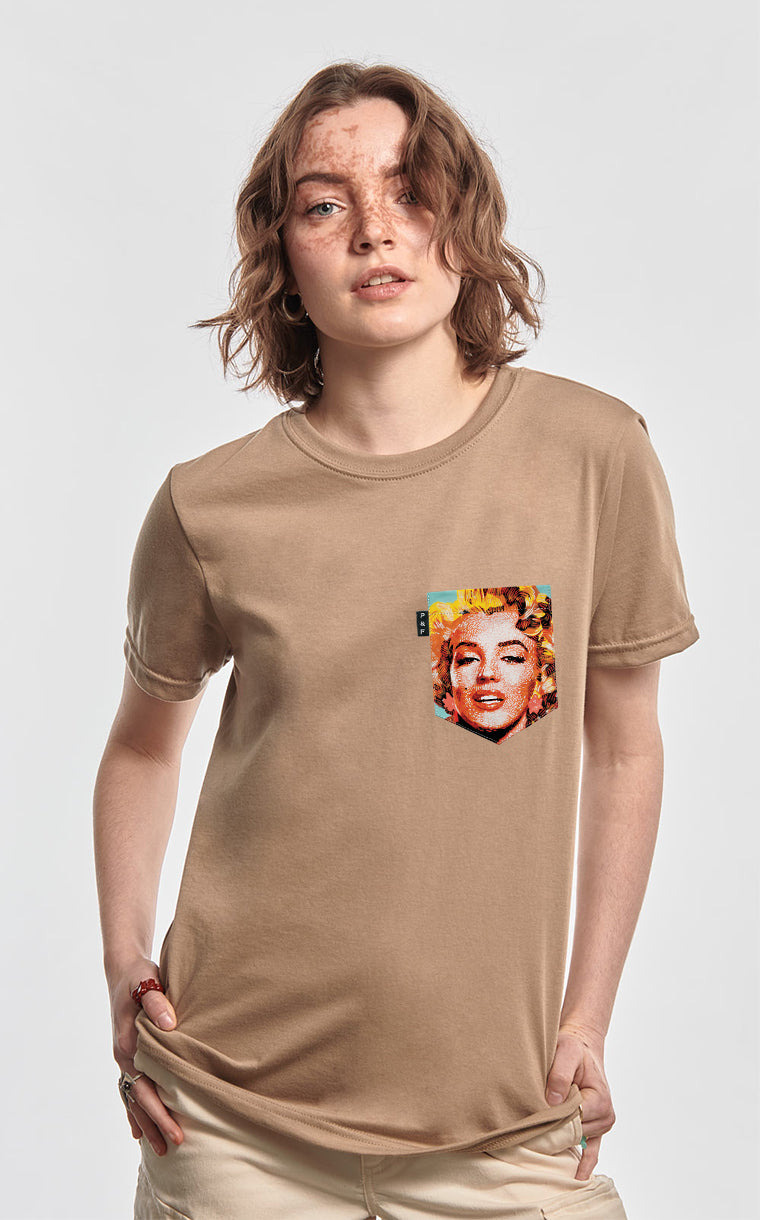 T-shirt coupe Boyfriend à poche pour femme avec poche Tout le monde aime Marilyn ^ 