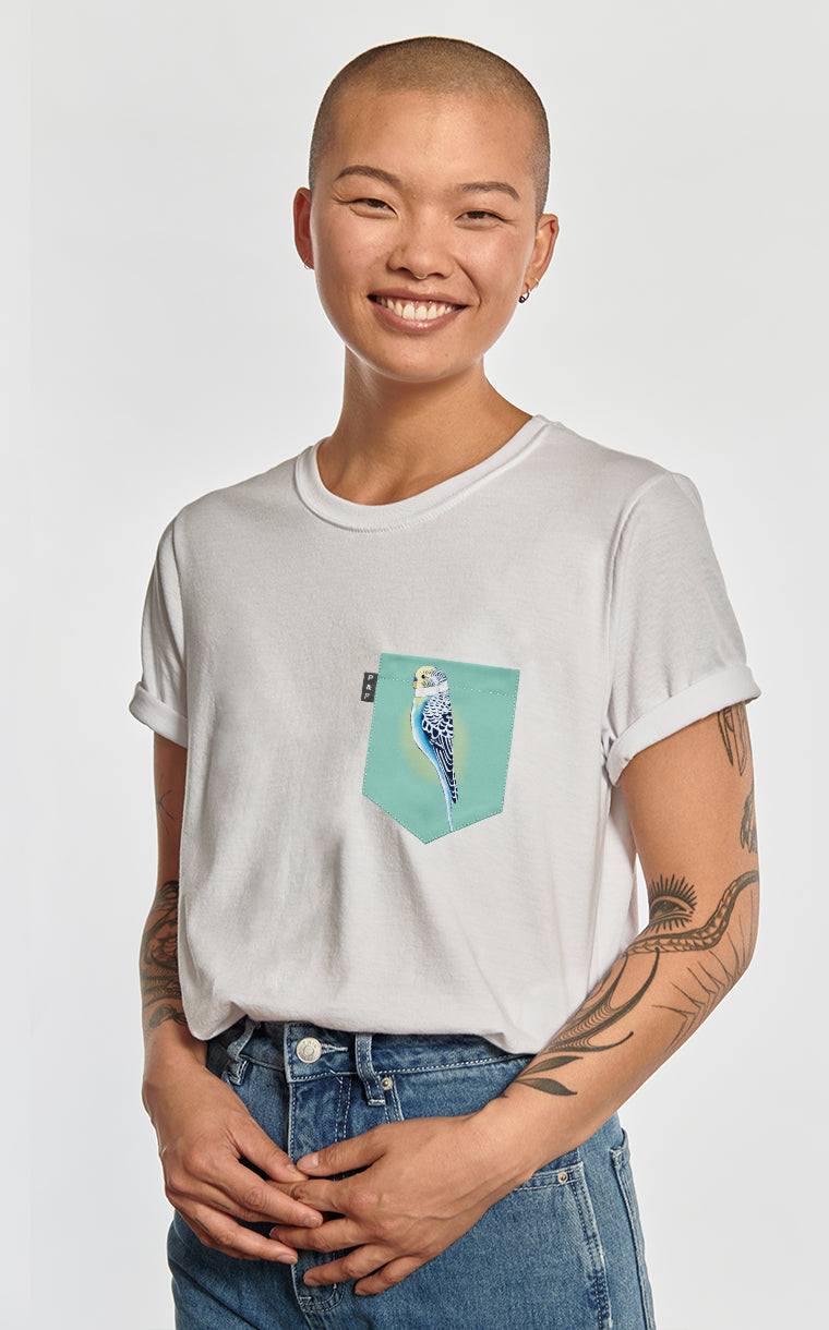 T-shirt coupe Boyfriend à poche Belle Perruche