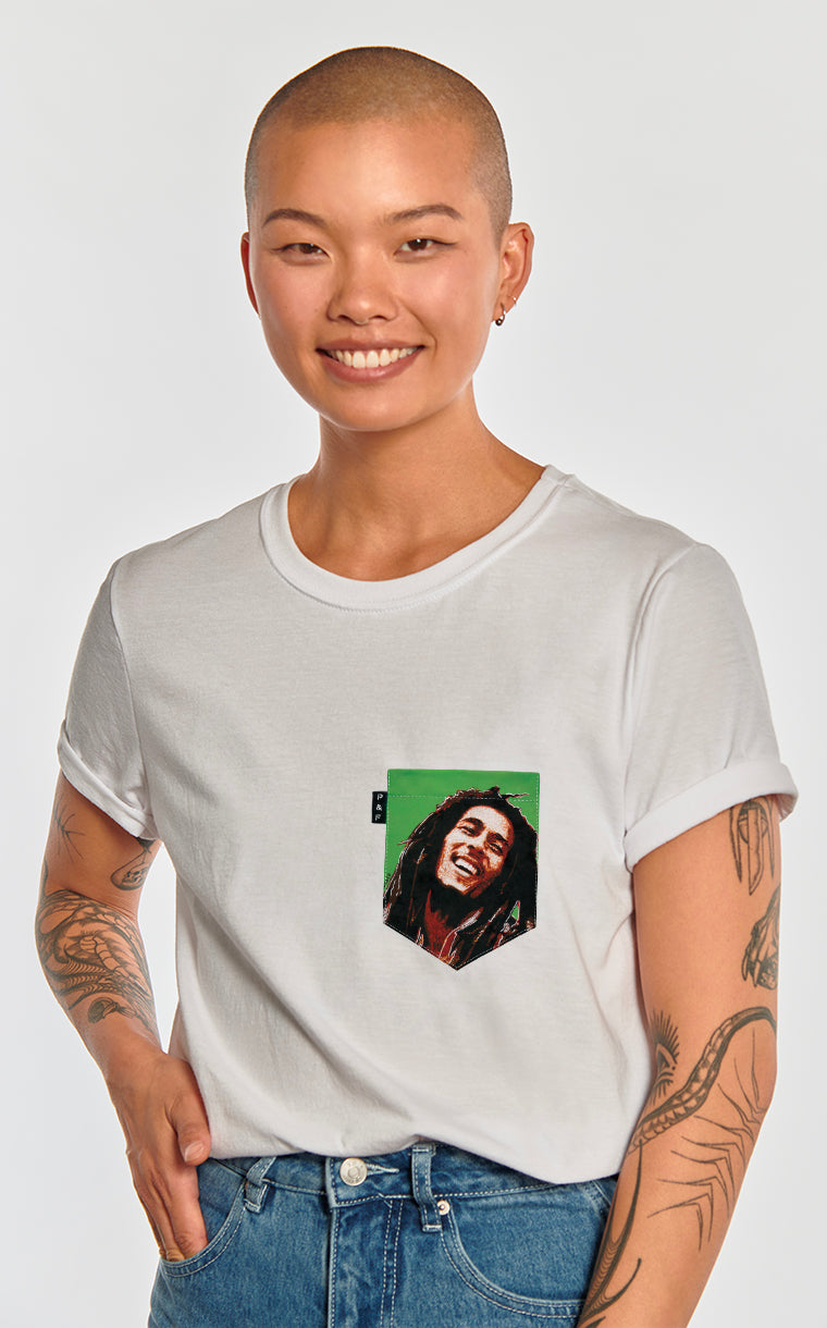 T-shirt coupe Boyfriend à poche pour femme avec poche Bob avec Cheveux ^ 